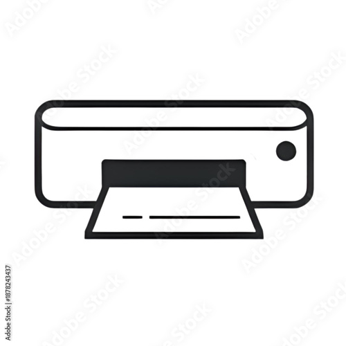 Simple line illustration of a printer device printing a document from a computer