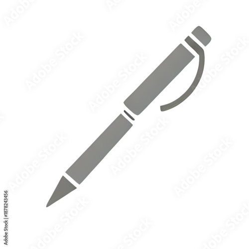 A simple graphic illustration of a pen, depicted in a minimalist style, showcasing its sleek design and functionality.