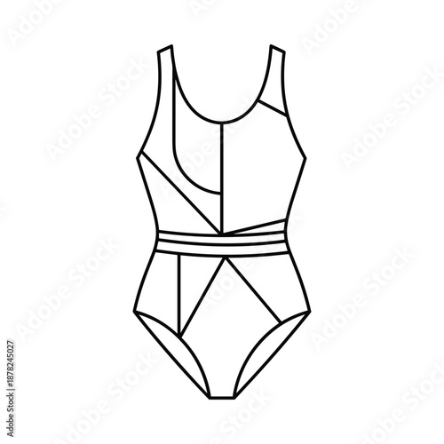 Woman swimsuit fashion illustration black lines
