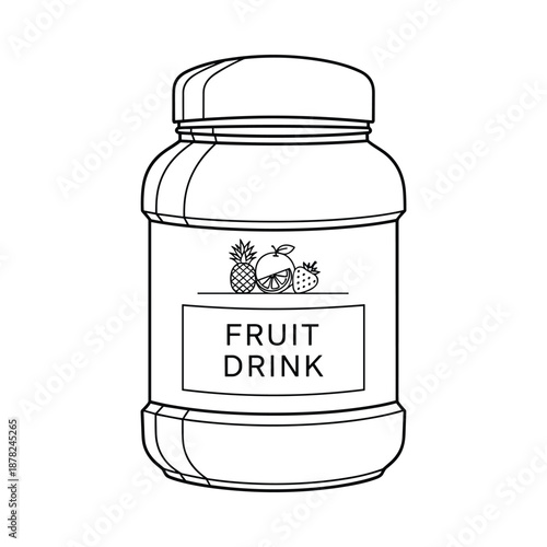 Fruit drink in a jar line art illustration