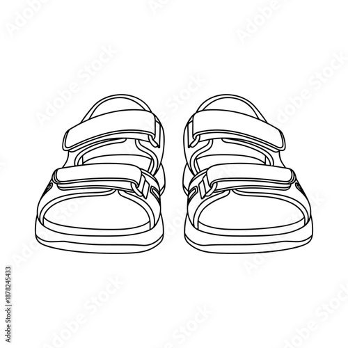 Children's sandals illustration black and white drawing
