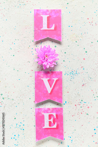 Word LOVE made of paper fla...