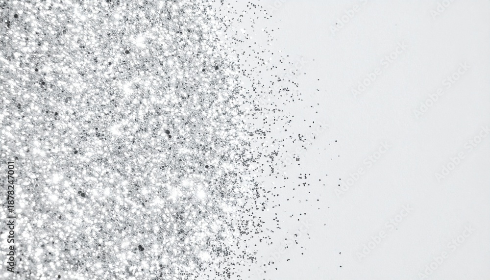 Fototapeta premium パーティやクリスマス、白銀の世界イメージ 高級感あるキラキラ輝くシルバーのラメテクスチャ背景