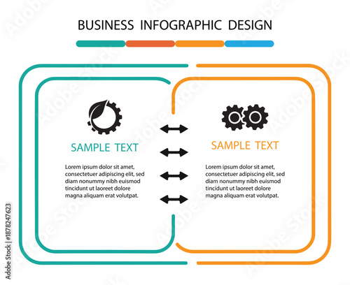 Business infographic design with gears and sample text