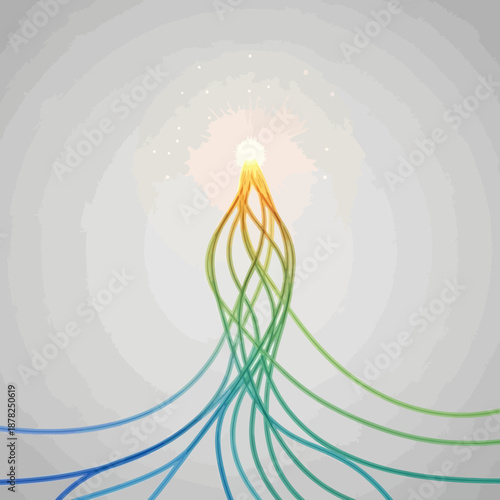 Abstract energy flow, light bulb idea, network connection, innovation concept