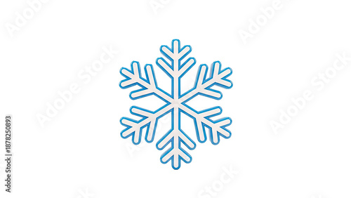 Blue and white snowflake icon on a white background