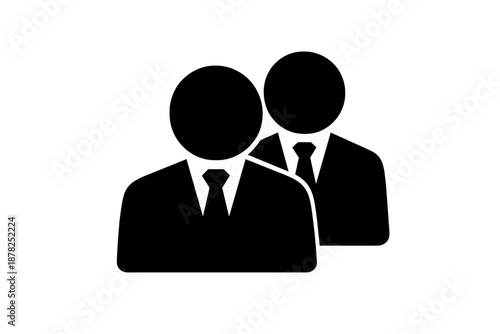 Professional business team silhouette representing two corporate employees in suits and ties