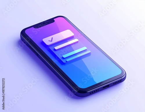 3D Isometric Smartphone with Digital Task Manager for Productivity and Mindfulness Concept