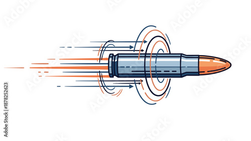 High-speed metallic bullet flying through the air with visible motion blur and impact shockwaves for action scenes.