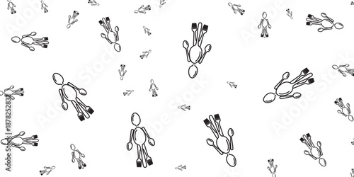 Abstract black and white human figures background illustration