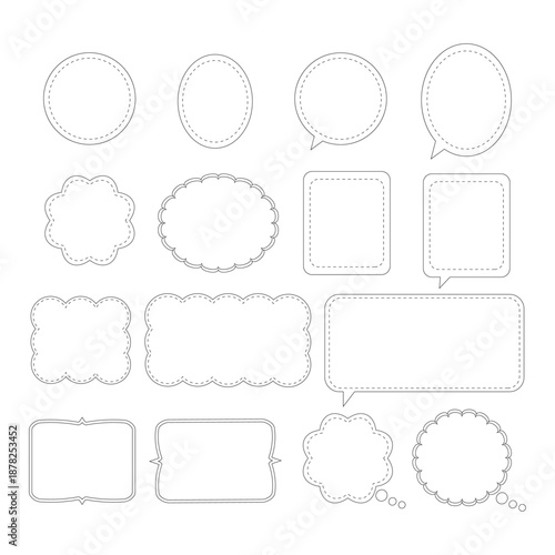 Hand drawn speech bubble and label frame set