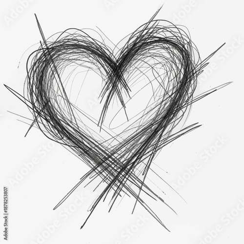 Hand-drawn abstract heart symbol, sketchy, emotional, love concept