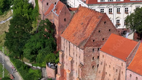 Beautiful architecture of Grudziadz with granaries at Wisla river, Poland
