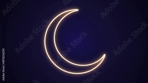 Glowing Crescent Moon in Night Sky: An elegant, luminous crescent moon against a deep, dark sky, symbolizing tranquility and mystery.