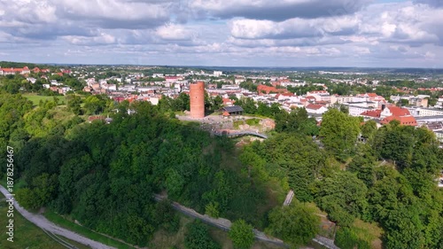 Beautiful architecture of Grudziadz with granaries at Wisla river, Poland