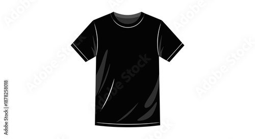Classic black short-sleeve t-shirt illustration, a versatile clothing item perfect for casual style, fashion design concepts, and comfortable everyday wear