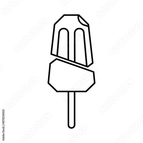 Ice lolly on stick simple black line drawing