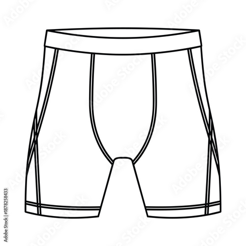 Black and white illustration of mens boxer shorts