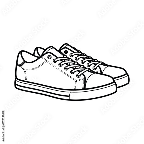 Simple black and white illustration of a pair of sneakers