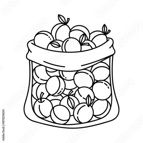 Jar filled with fresh peaches graphic illustration