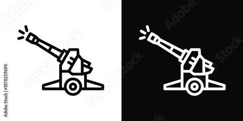 Artillery Icon White And Black Background Style