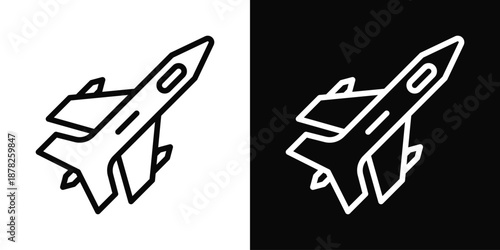 Aircraft Icon White And Black Background Style