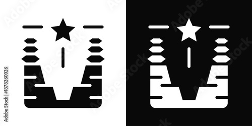 Trench Icon White And Black Background Style