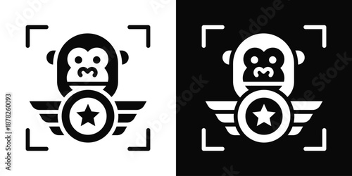 Guerrilla Icon White And Black Background Style