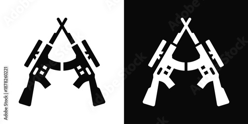 Combat Icon White And Black Background Style
