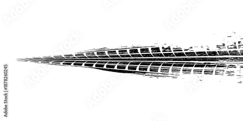 Tire Track Silhouette Vector High-Quality Black and White Icon. Eps 10