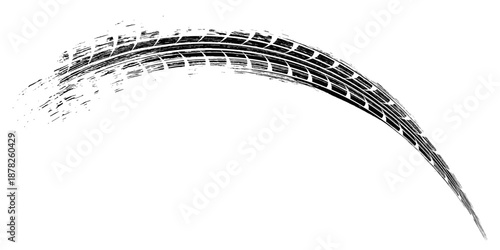 Tire Track Silhouette Vector High-Quality Black and White Icon. modern