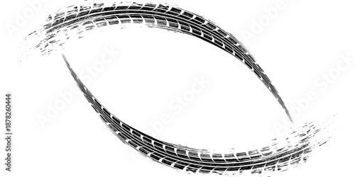 Tire Track Silhouette Vector High-Quality Black and White Icon. modern