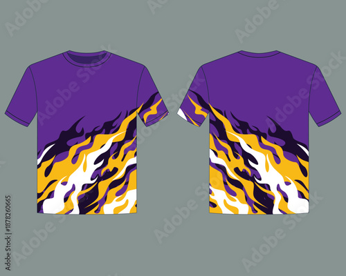 jersey design template with abstract fire  print pattern
