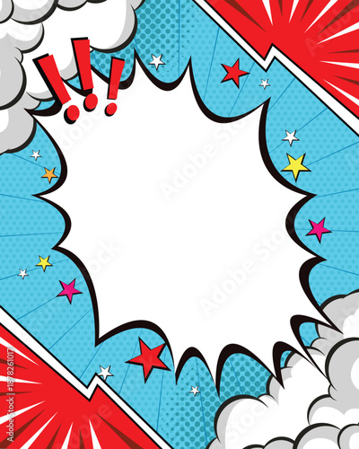Abstract creative concept comic pop art style blank layout template 
