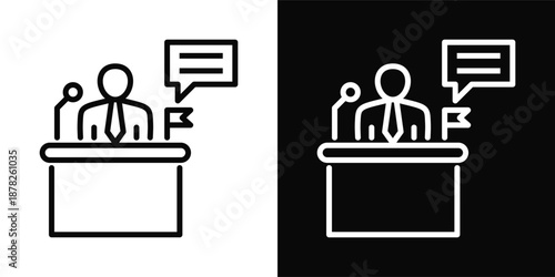 Speech Icon White And Black Background Style