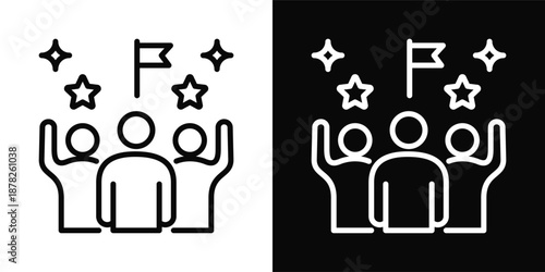 Political Party Icon White And Black Background Style