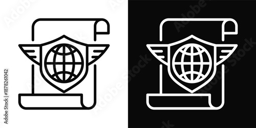 Policy Icon White And Black Background Style