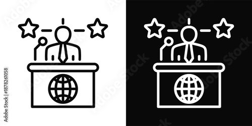 Politic Icon White And Black Background Style