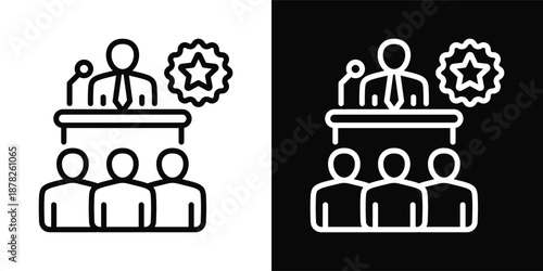 Politician Icon White And Black Background Style
