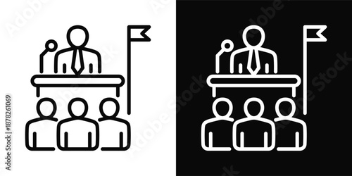 Government Icon White And Black Background Style