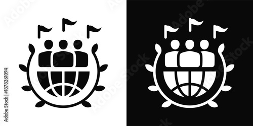 Organization Icon White And Black Background Style