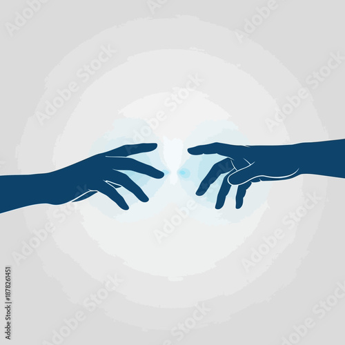 Two touching hands reaching out, symbolizing connection, creation, and hope