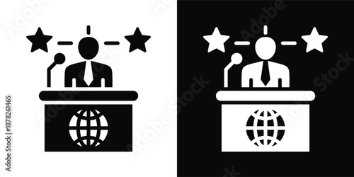 Politic Icon White And Black Background Style