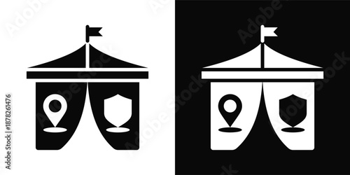 Asylum Icon White And Black Background Style