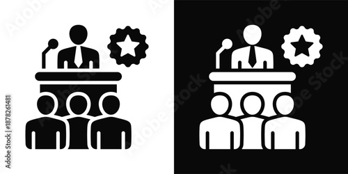 Politician Icon White And Black Background Style