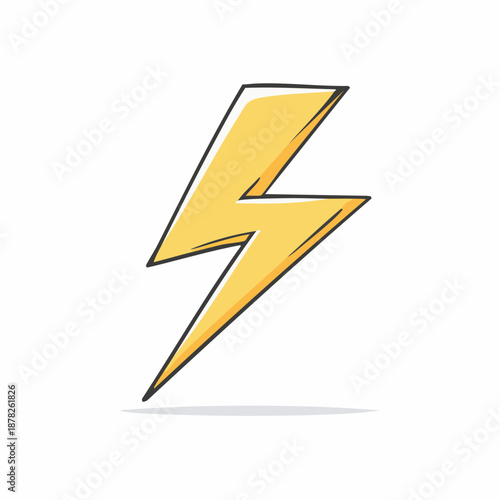 Bright Yellow Lightning Bolt Cartoon Illustration