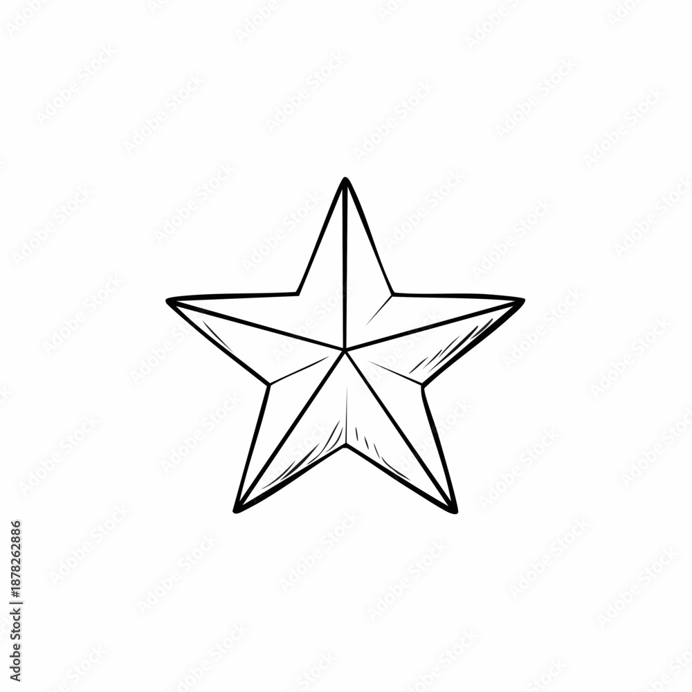 Fototapeta premium A simple black and white illustration of a star symbol on a plain background from a straightforward viewpoint