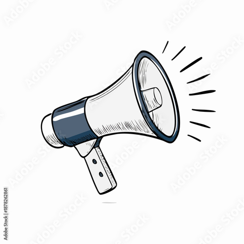 A megaphone emitting sound waves, depicted in a simple illustration style