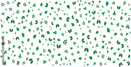 Seamless Scattering of Small Green Leaves Vector Pattern Background