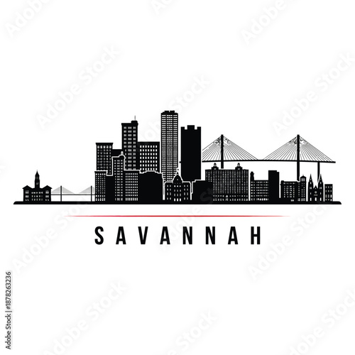 Savannah city skyline with bridges and buildings